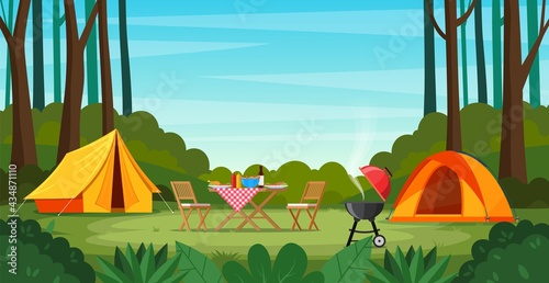 Cartoon tourist camp