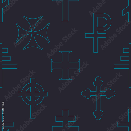 Seamless pattern with variants of Christian cross for your project