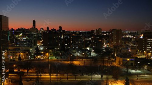 Beautiful Night Skyline of Downtown Edmonton  photo