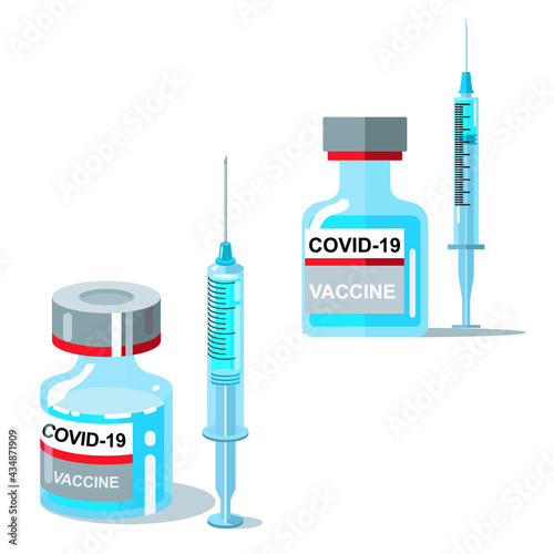 Vaccine Covid-19 and Syringe medical template,Vector