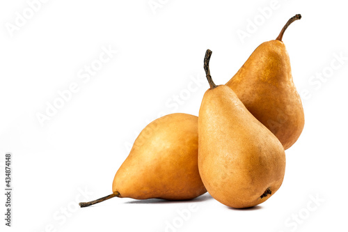 Pears. Yellow ripe and juicy pears isolated on white background. Part of set.