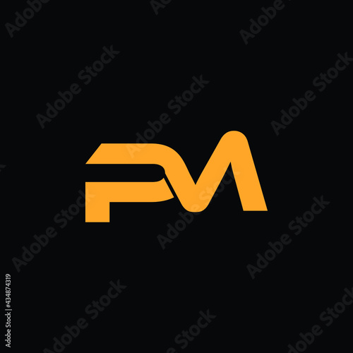 pm modern letter logo design with black background 