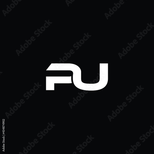 pu modern letter logo design with black background 