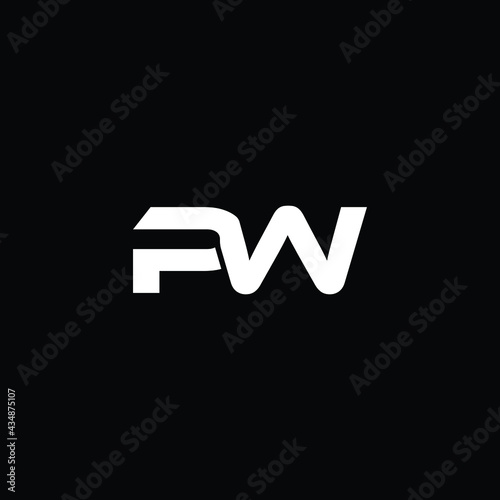 pw modern letter logo design with black background 