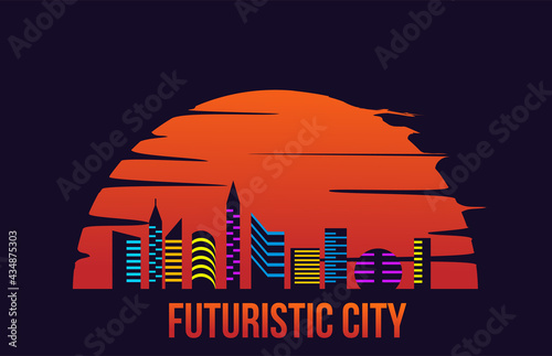 Modern Futuristic City in the Sunset