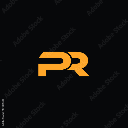 pr modern letter logo design with black background 