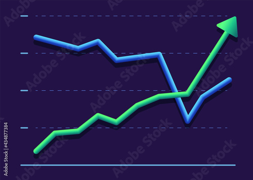 Business graph with two line moving up and down. Modern design