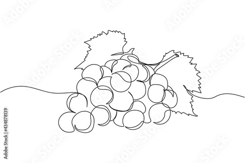Continuous one line of grapes in silhouette. Linear stylized. Minimalist.