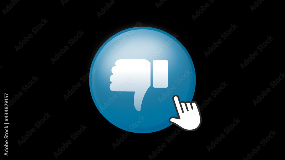 Fototapeta premium Thumb Down or Dislike Button Click on Black Background