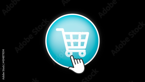 Shopping Cart Button Click on Black Background