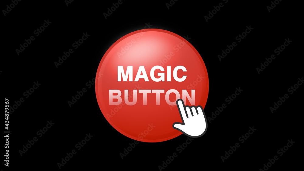 Magic Button Click on Black Background Magic Button Click on Black Background