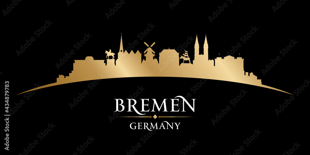 Bremen Germany city silhouette black background