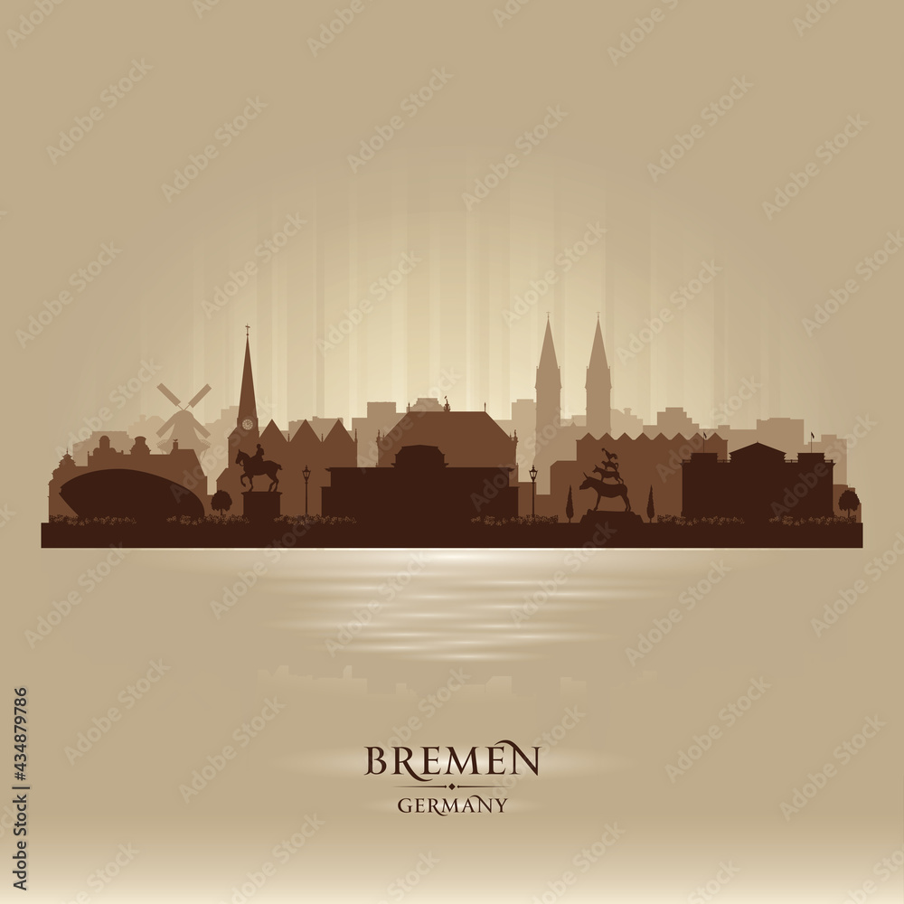 Bremen Germany city skyline vector silhouette
