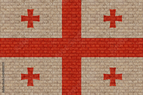 3D Flag of Georgia on brick wall