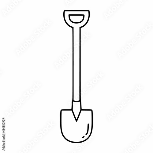 Doodle style drawing of shovel. Tool for gardening.