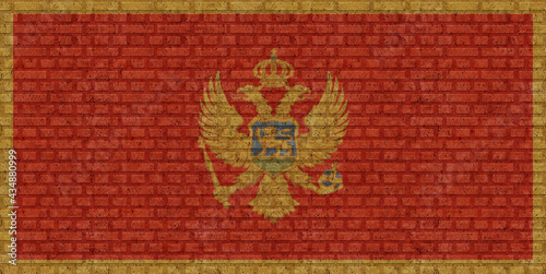 3D Flag of Montenegro on brick wall