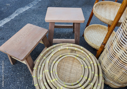 Malaysia known for it's natural wild rattan and wood produce which is grown in abundance / Roadside Rattan Furniture Hawker / All handmade merchandise produced by operators of cottage industry photo