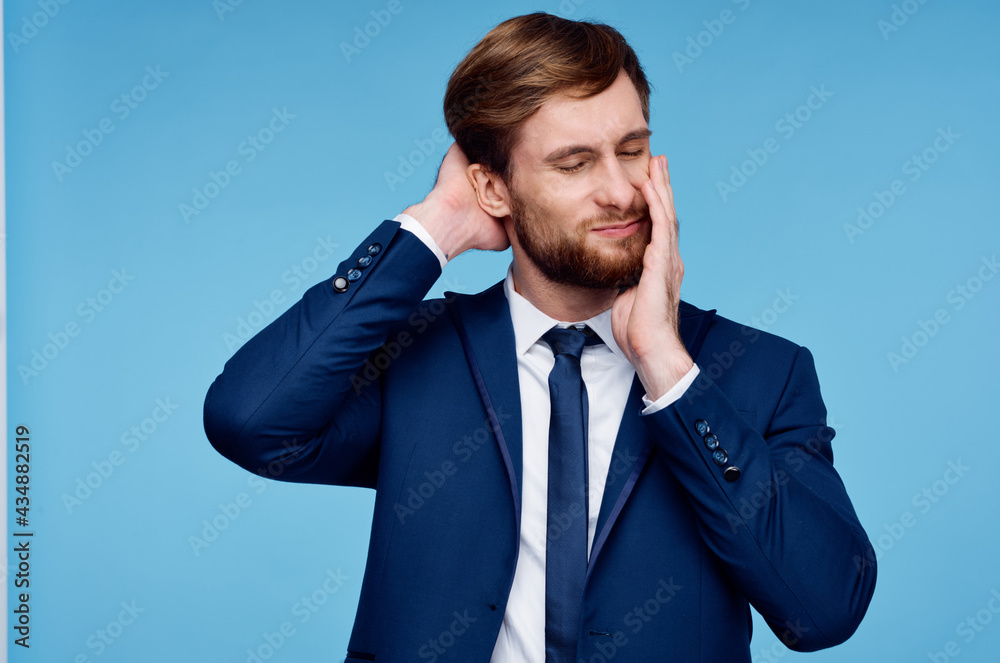 man in suit financial office manager blue background man in suit financial office manager blue background