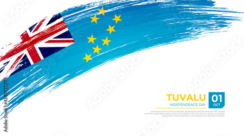 Flag of Tuvalu country. Happy Independence day of Tuvalu background with grunge brush flag illustration