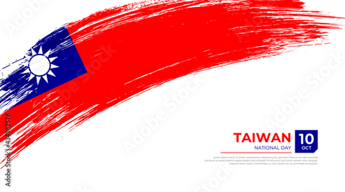Flag of Taiwan country. Happy national day of Taiwan background with grunge brush flag illustration