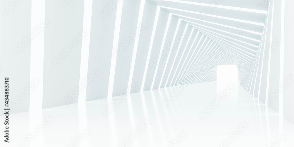 Fototapeta premium abstract white futuristic architecture design tunnel with tright lighting 3d render illustration