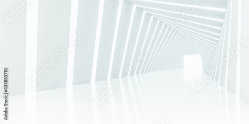 Fototapeta Naklejka Na Ścianę i Meble -  abstract white futuristic architecture design tunnel with tright lighting 3d render illustration