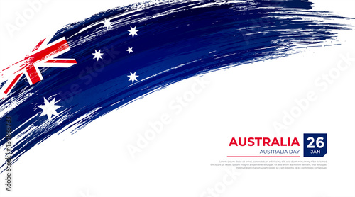 Flag of Australia country. Happy Australia day background with grunge brush flag illustration