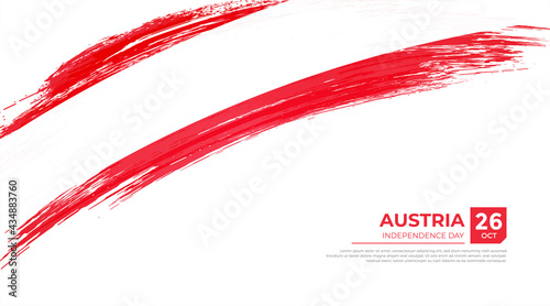Flag of Austria country. Happy national day of Austria background with grunge brush flag illustration