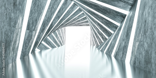 Fototapeta Naklejka Na Ścianę i Meble -  modern abstract symmetrical concrete tunnel 3d render illustration