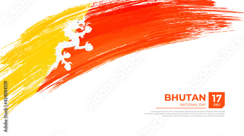 Flag of Bhutan country. Happy national day of Bhutan background with grunge brush flag illustration