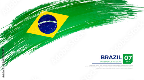 Flag of Brazil country. Happy Independence day of Brazil background with grunge brush flag illustration