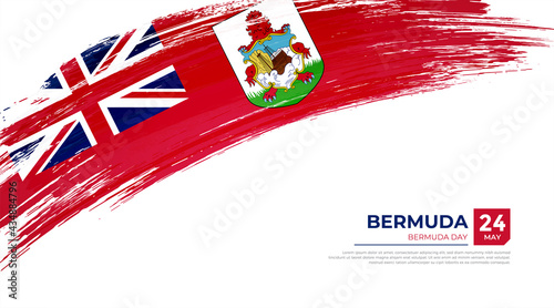 Flag of Bermuda country. Happy Bermuda day background with grunge brush flag illustration