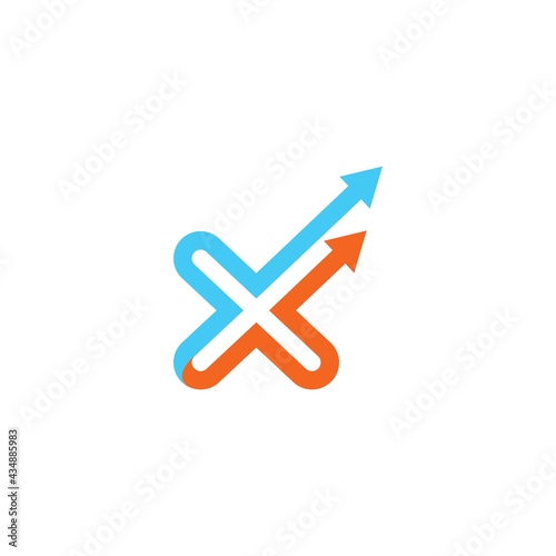 x arrow letter icon vector illustration design template