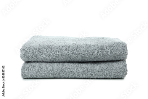 Folded clean towels isolated on white background