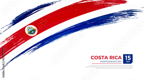 Flag of Costa Rica country. Happy Independence day of Costa Rica background with grunge brush flag illustration