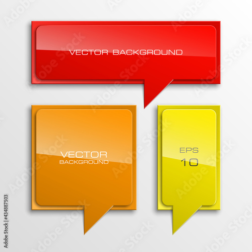 Colloquial cloud on a rectangular background. Square banner. Three speech bubbles. Volumetric die for labels. Abstract vector banner. Design shape. Rectangle form. Volume lettering dies.