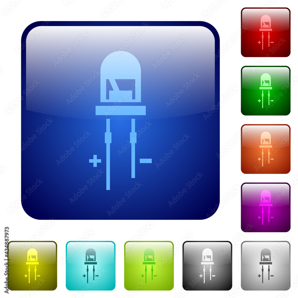 Light Emitting Diode color square buttons Light Emitting Diode color square buttons