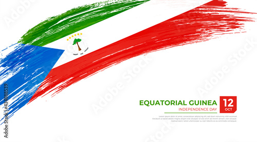 Flag of Equatorial Guinea country. Happy Independence day of Equatorial Guinea background with grunge brush flag illustration