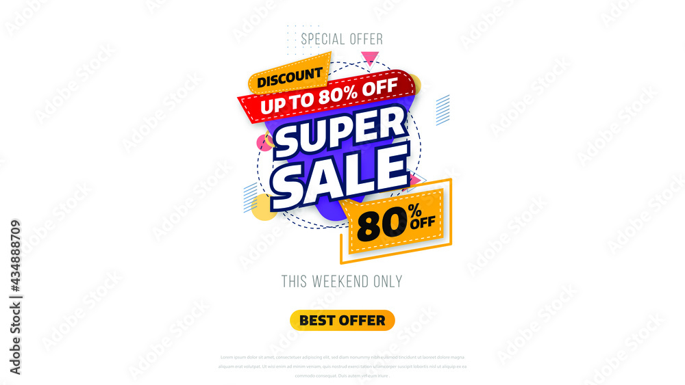 Sale banner template design with geometric background , Big sale special offer up to 80% off. Super Sale, end of season special offer banner. vector illustration. Sale banner template design with geometric background , Big sale special offer up to 80% off. Super Sale, end of season special offer banner. vector illustration.