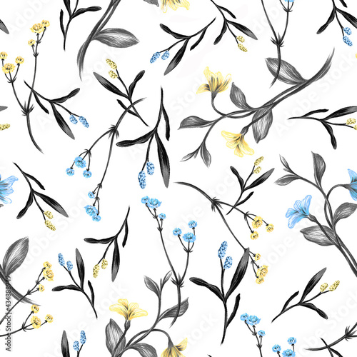 Pattern with flowers. Seamless illustration for design of fabric, wallpaper and other. 