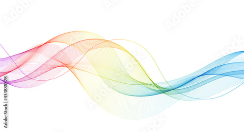 Vector abstract colorful flowing wave lines isolated on white background. Design element for technology, science, music or modern concept.