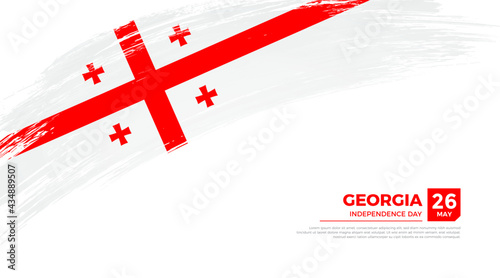Flag of Georgia country. Happy Independence day of Georgia background with grunge brush flag illustration