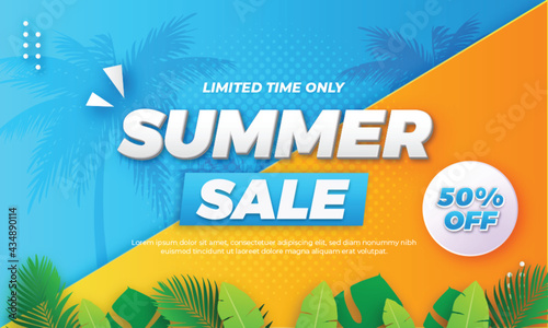 Abstract Shape Gradient Summer Sale Banner Design
