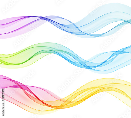 Vector abstract colorful flowing wave lines isolated on white background. Design element for technology  science  music or modern concept.