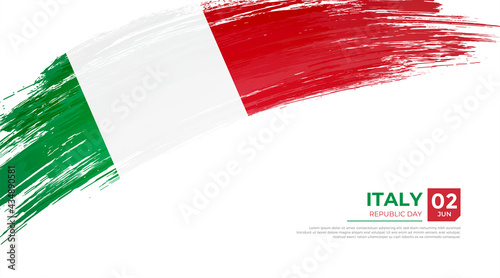 Flag of Italy country. Happy republic day of Italy background with grunge brush flag illustration