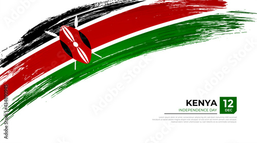Flag of Kenya country. Happy Independence day of Kenya background with grunge brush flag illustration