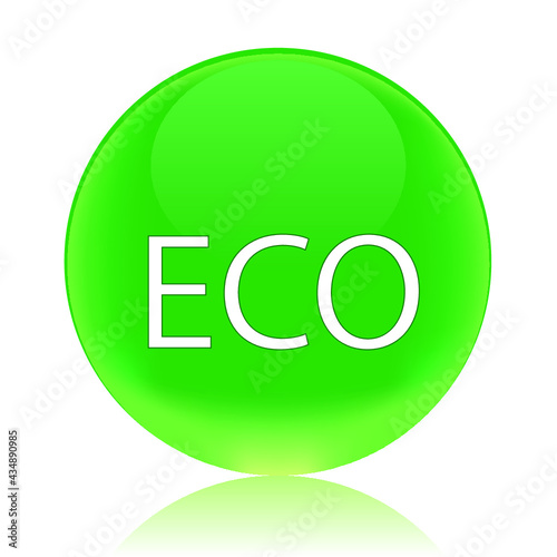 Green eco glossy button isolated on a white background
