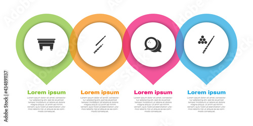 Set Billiard table, cue, Bowling ball and and. Business infographic template. Vector
