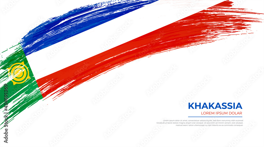 Flag of Khakassia country. Happy national day of Khakassia background with grunge brush flag illustration Flag of Khakassia country. Happy national day of Khakassia background with grunge brush flag illustration