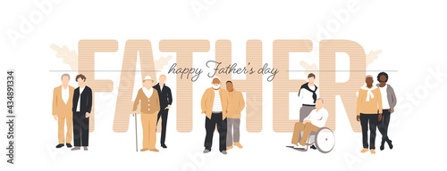 Happy Father's Day card. Flat vector illustration.